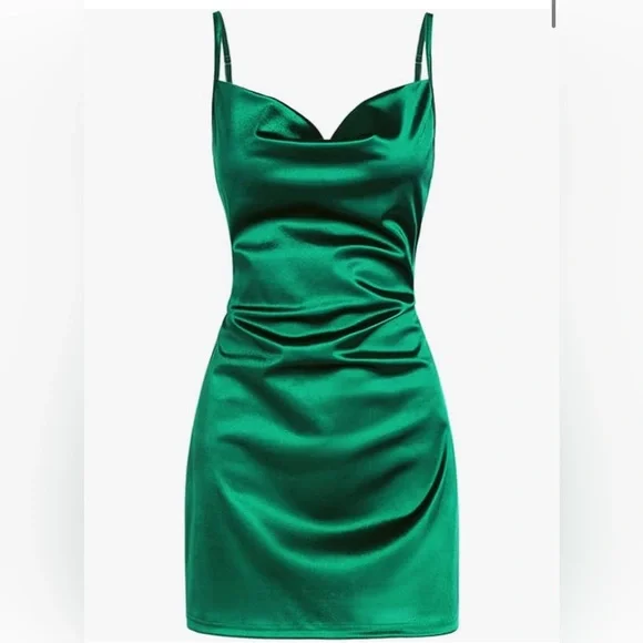 Zaful Dresses Emerald Cocktail Spaghetti Satin Dress Poshmark
